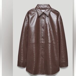 Aritzia Babaton Pelli Brown Button-Up Shirt